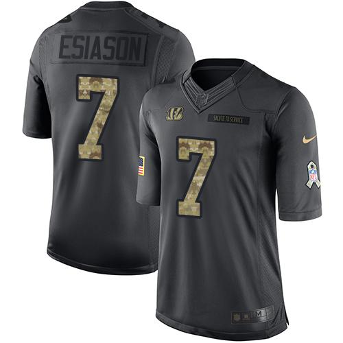 Nike Bengals #7 Boomer Esiason Black Men's Stitched NFL Limited 2016 Salute to Service Jersey